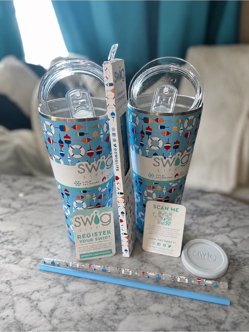 Swig Life 32oz Tumbler Set - Bobbing Buoy Pattern